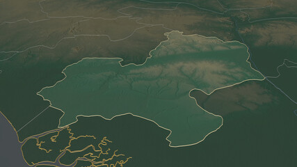 Edo, Nigeria - outlined. Relief