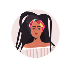 african american woman profile avatar beautiful girl face female cartoon character portrait vector illustration