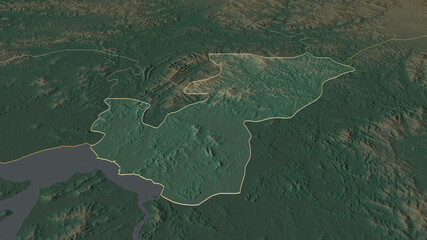 Kaesŏng, North Korea - outlined. Relief