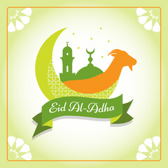 Islamic Eid Al-Adha Mubarak Greetings Celebrations Goat Banner