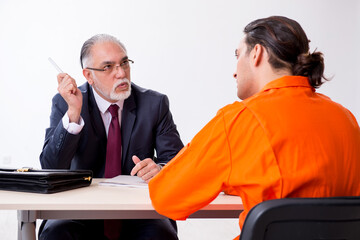 Young captive meeting with advocate in pre-trial detention