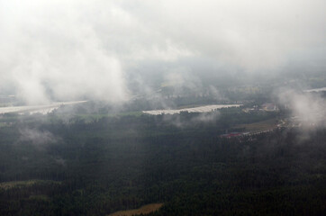 Suburbs of Oslo. View from the airliner of Tallinn - Oslo