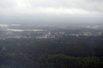 Suburbs of Oslo. View from the airliner of Tallinn - Oslo