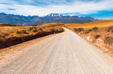 On the road in the Sacred Valley of the Inca, Cusco, Peru.