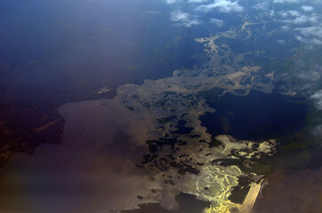 Fototapeta na wymiar View from the airliner of Tallinn - Oslo.