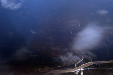 Obraz na płótnie Canvas View from the airliner of Tallinn - Oslo.