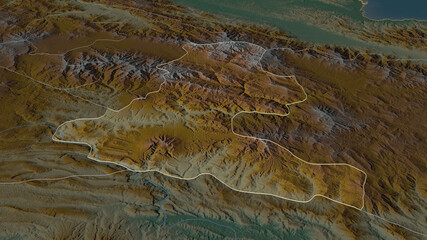 Chimbu, Papua New Guinea - outlined. Relief