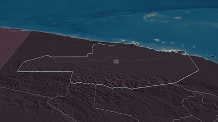 East Sepik, Papua New Guinea - outlined. Administrative