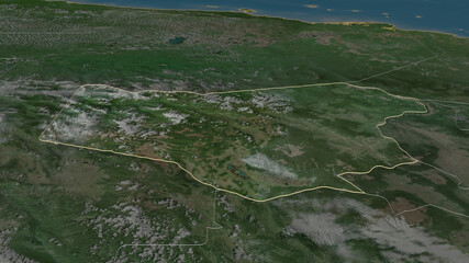 Enga, Papua New Guinea - outlined. Satellite