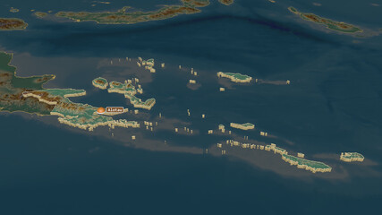 Milne Bay, Papua New Guinea - extruded with capital. Relief