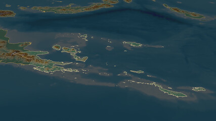 Milne Bay, Papua New Guinea - outlined. Relief