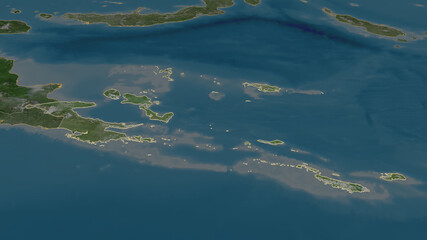 Milne Bay, Papua New Guinea - outlined. Satellite