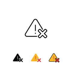 Exclamation symbol in triangle badge with cross sign for forbidden sign and Prohibit ban access. Alert, cancel, cross, stop, warning, wrong icon. Vector illustration. Design on white background EPS10