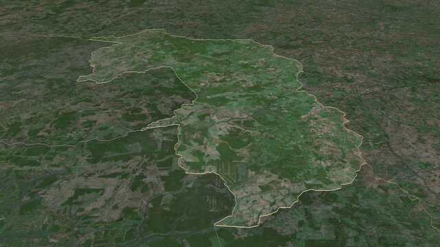 Amambay, Paraguay - outlined. Satellite