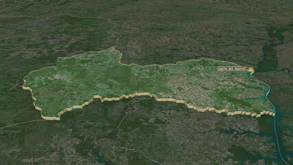 Canindeyú, Paraguay - extruded with capital. Satellite