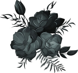 black flowers dahlias with black branches