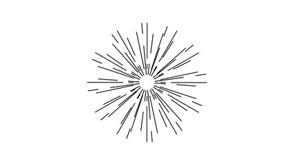 Set of light rays, sunburst and rays of sun. Design elements, linear drawing