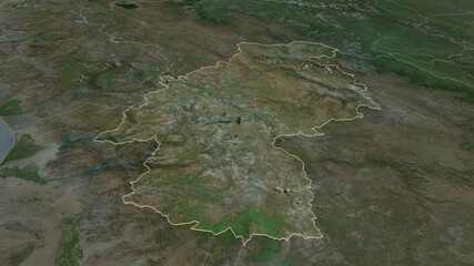 Huancavelica, Peru - outlined. Satellite