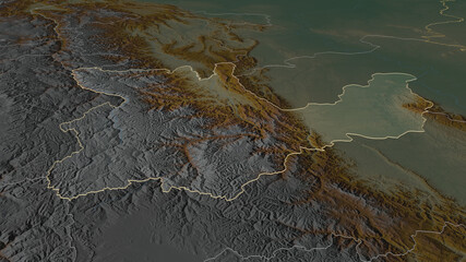Huánuco, Peru - outlined. Relief