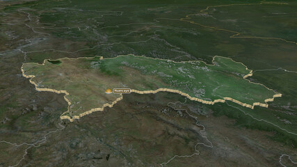 Junín, Peru - extruded with capital. Satellite