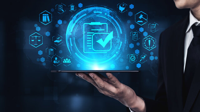 Compliance Rule Law And Regulation Graphic Interface For Business Quality Policy Planning To Meet International Standard.