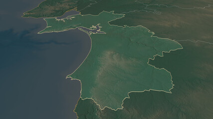 Set&uacute;bal, Portugal - outlined. Relief