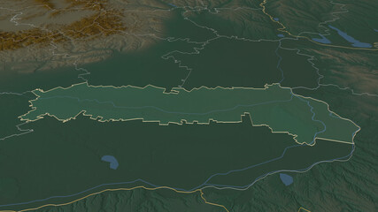 Ialomița, Romania - outlined. Relief