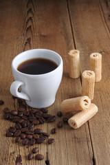 Wafer rolls and coffee