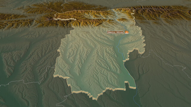 V&acirc;lcea, Romania - extruded with capital. Relief