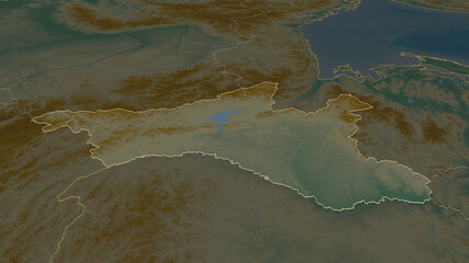 Amur, Russia - outlined. Relief