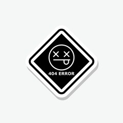 Error 404 glyph sticker icon isolated on gray background