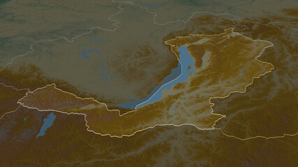 Buryat, Russia - outlined. Relief