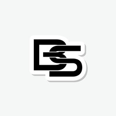 Initial BS Letter logo sticker isolated on gray background
