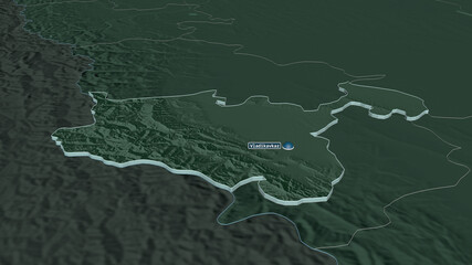 North Ossetia, Russia - extruded with capital. Administrative