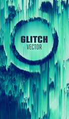 Circle pixel disintegration glitch. Abstract vector background. Vertical technology wallpaper