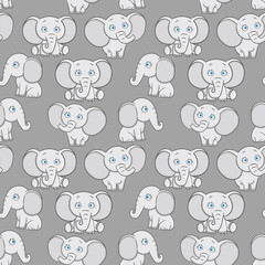 Elephant cute Seamless pattern  vector illustration. Hand drawn Elephant. Cartoon Sketch print pattern design, children print on t-shirt, for printing on fabric 
