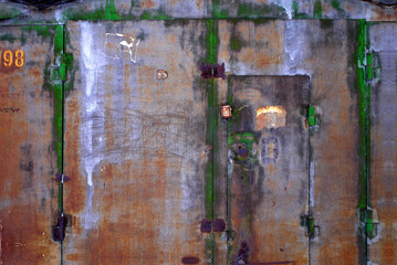 Metal garage doors painted like abstract paintings