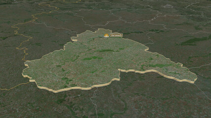 Voronezh, Russia - extruded with capital. Satellite
