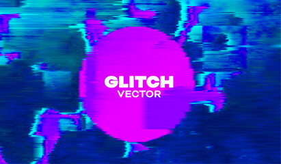Abstract vector cover glitch. Pixel distorted circle vector background