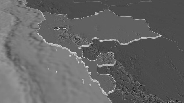 Makkah, Saudi Arabia - extruded with capital. Bilevel