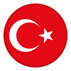 Obraz premium Flag of Turkey round icon, badge or button. Turkish national symbol. Template design, vector illustration.