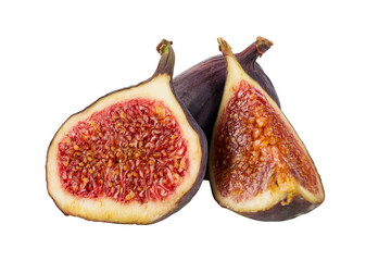 Ripe figs. Juicy sliced fruits isolated on white background