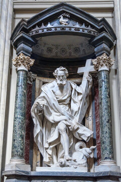 Statues of the Apostle St. Philip inside of Basilica di San Giovanni in Laterano in Rome. Italy