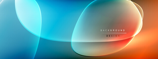 Vector abstract background - liquid bubble shapes on fluid gradient with shadows and light effects. Shiny design template for text