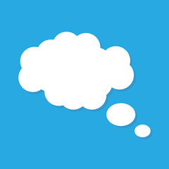 Blank empty balloon cloud with white color isolated on blue background. vector dialog for website