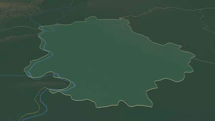 Zapadno-Bački, Serbia - outlined. Relief