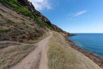panorama della costa sarda con sentiero