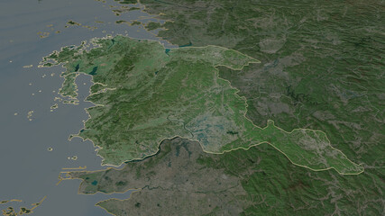 Chungcheongnam-do, South Korea - outlined. Satellite