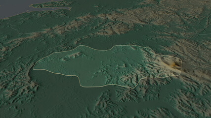 Gwangju, South Korea - outlined. Relief