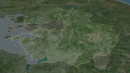 Gyeonggi-do, South Korea - outlined. Satellite